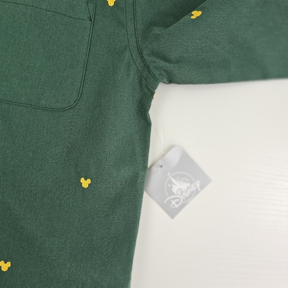 Disney Kids Green and Yellow Mickey Mouse Icon Button Front Shirt Size 11/12 NWT - Picture 4 of 7